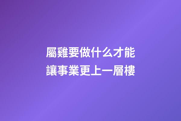 屬雞要做什么才能讓事業更上一層樓