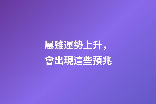 屬雞運勢上升，會出現這些預兆