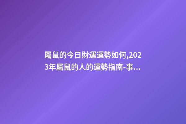 屬鼠的今日財運運勢如何,2023年屬鼠的人的運勢指南-事業有成-第1張-觀點-玄機派