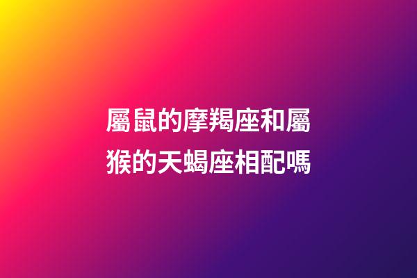 屬鼠的摩羯座和屬猴的天蝎座相配嗎-第1張-星座運勢-玄機派