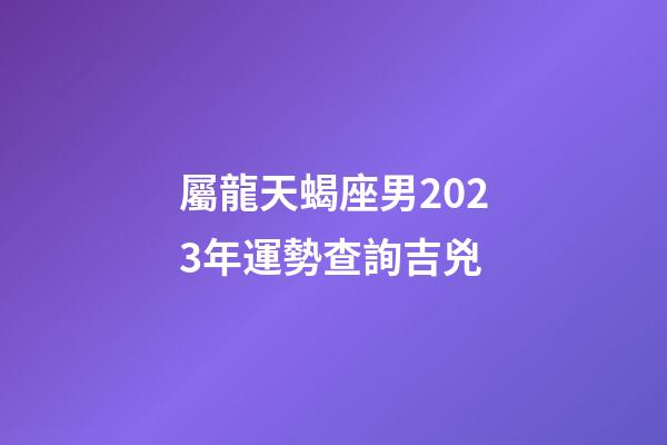 屬龍天蝎座男2023年運勢查詢吉兇-第1張-星座運勢-玄機派