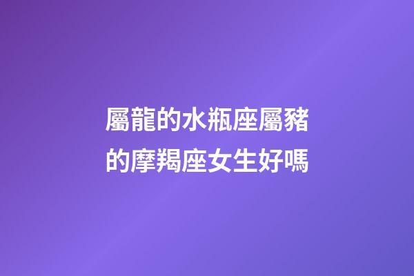 屬龍的水瓶座屬豬的摩羯座女生好嗎-第1張-星座運勢-玄機派