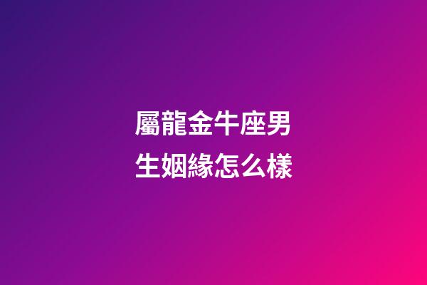 屬龍金牛座男生姻緣怎么樣