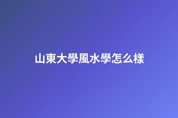 山東大學風水學怎么樣