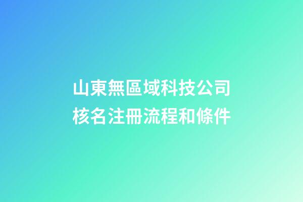 山東無區域科技公司核名注冊流程和條件-第1張-公司起名-玄機派