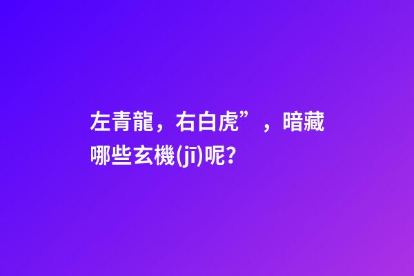 左青龍，右白虎”，暗藏哪些玄機(jī)呢？