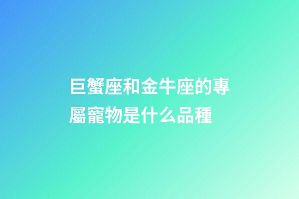 巨蟹座和金牛座的專屬寵物是什么品種