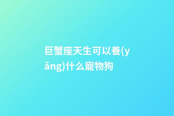 巨蟹座天生可以養(yǎng)什么寵物狗