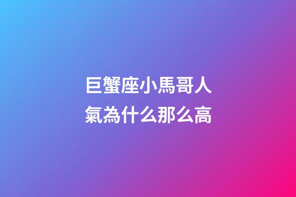 巨蟹座小馬哥人氣為什么那么高