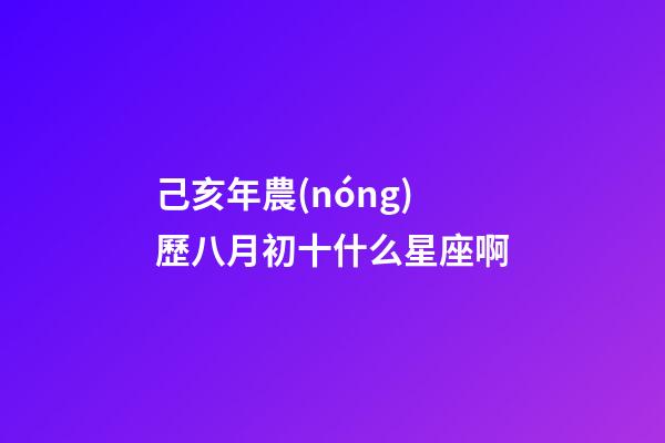 己亥年農(nóng)歷八月初十什么星座啊