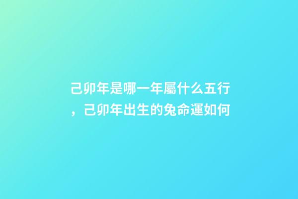 己卯年是哪一年屬什么五行，己卯年出生的兔命運如何