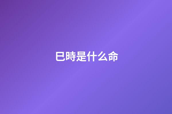巳時是什么命