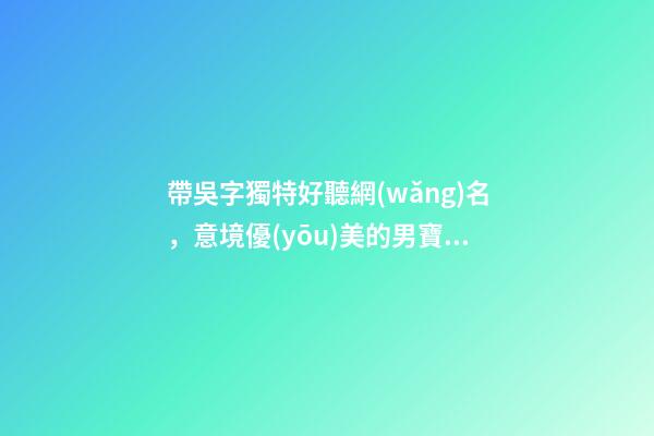 帶吳字獨特好聽網(wǎng)名，意境優(yōu)美的男寶寶名字大全-第1張-觀點-玄機派