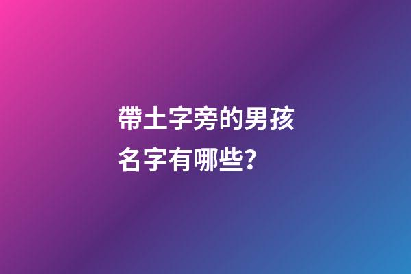 帶土字旁的男孩名字有哪些？