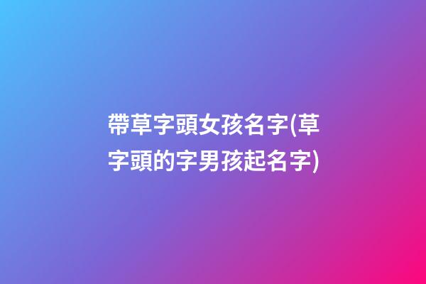 帶草字頭女孩名字(草字頭的字男孩起名字)