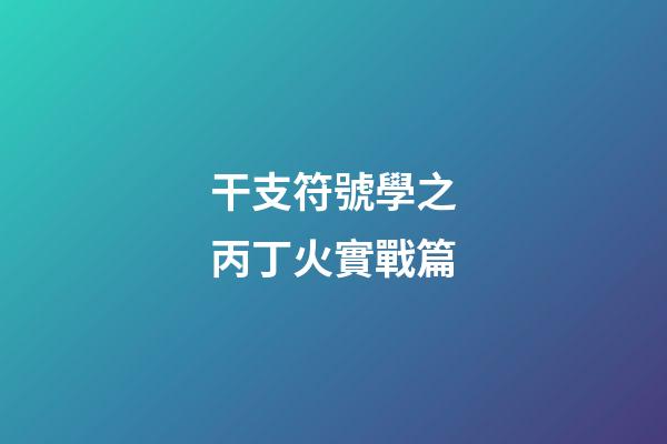 干支符號學之丙丁火實戰篇
