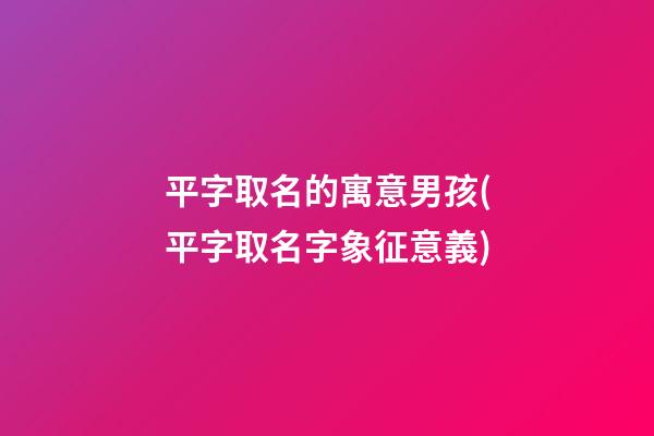 平字取名的寓意男孩(平字取名字象征意義)