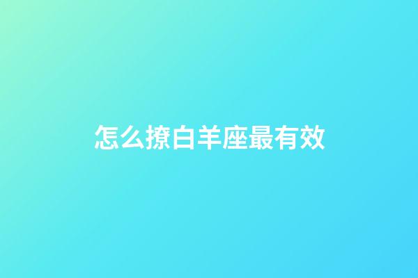 怎么撩白羊座最有效