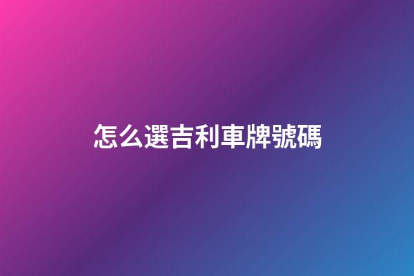怎么選吉利車牌號碼