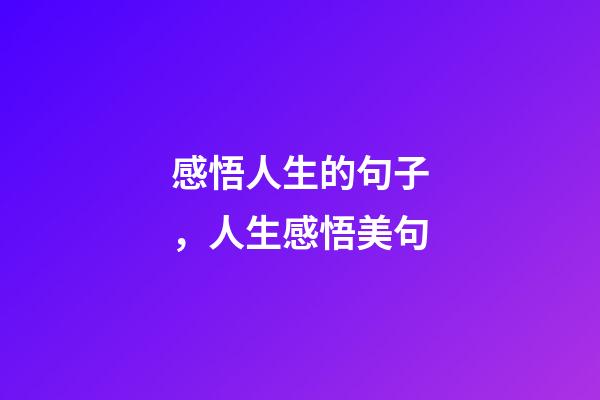 感悟人生的句子，人生感悟美句