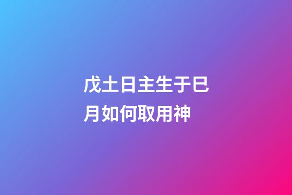 戊土日主生于巳月如何取用神?