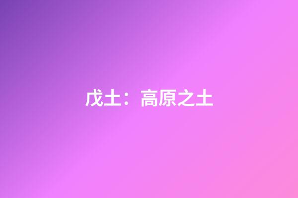 戊土：高原之土