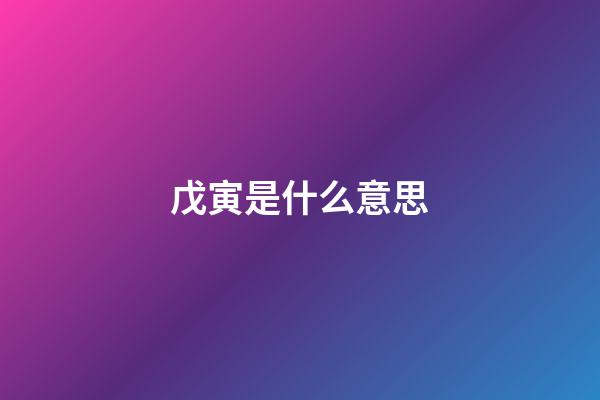 戊寅是什么意思