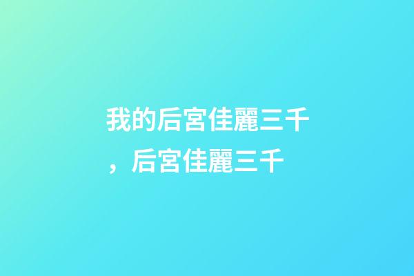 我的后宮佳麗三千，后宮佳麗三千-第1張-觀點-玄機派