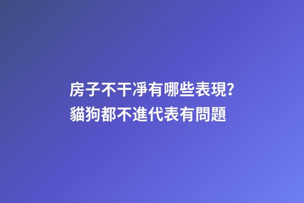 房子不干凈有哪些表現？貓狗都不進代表有問題