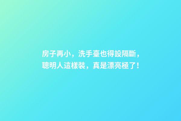 房子再小，洗手臺也得設隔斷，聰明人這樣裝，真是漂亮極了！