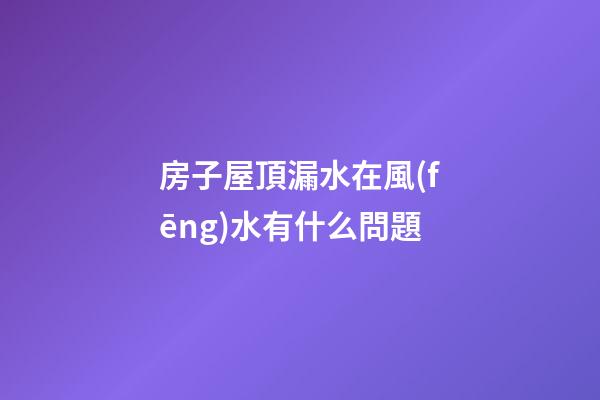 房子屋頂漏水在風(fēng)水有什么問題