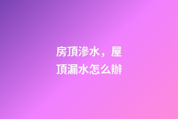房頂滲水，屋頂漏水怎么辦-第1張-觀點-玄機派