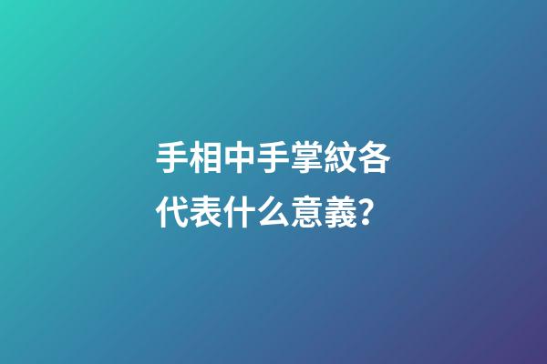 手相中手掌紋各代表什么意義？