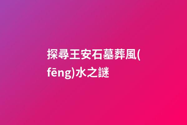 探尋王安石墓葬風(fēng)水之謎
