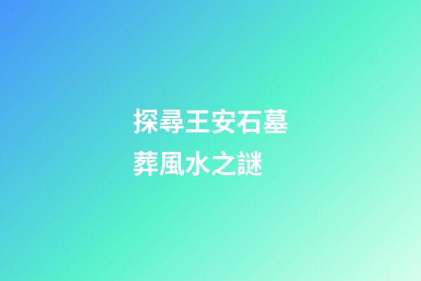 探尋王安石墓葬風水之謎