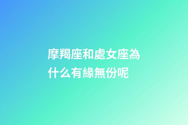 摩羯座和處女座為什么有緣無份呢-第1張-星座運勢-玄機派