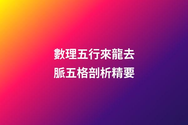 數理五行來龍去脈五格剖析精要