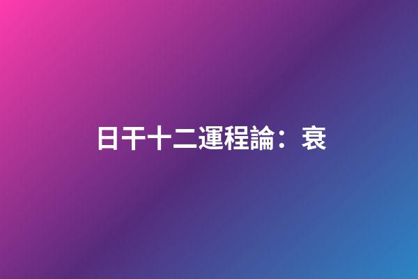 日干十二運程論：衰
