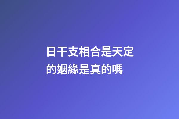 日干支相合是天定的姻緣是真的嗎