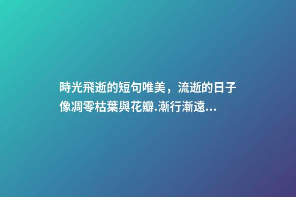 時光飛逝的短句唯美，流逝的日子像凋零枯葉與花瓣.漸行漸遠。-第1張-觀點-玄機派