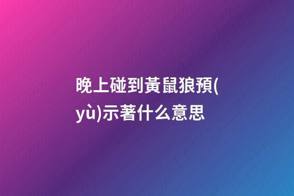 晚上碰到黃鼠狼預(yù)示著什么意思