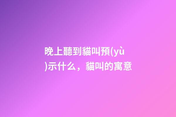 晚上聽到貓叫預(yù)示什么，貓叫的寓意