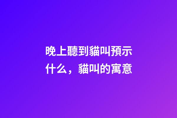 晚上聽到貓叫預示什么，貓叫的寓意