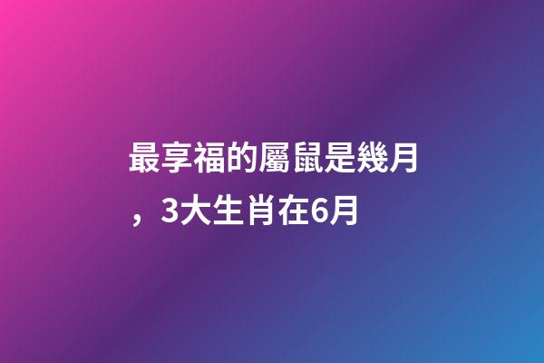 最享福的屬鼠是幾月，3大生肖在6月-第1張-觀點(diǎn)-玄機(jī)派