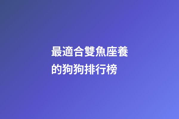 最適合雙魚座養的狗狗排行榜-第1張-星座運勢-玄機派