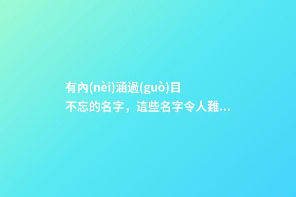 有內(nèi)涵過(guò)目不忘的名字，這些名字令人難忘（有內(nèi)涵過(guò)目不忘的名字,這些名字令人難忘的成語(yǔ)）
