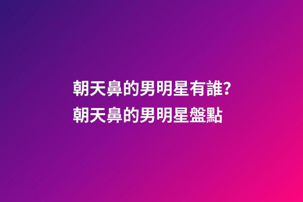 朝天鼻的男明星有誰？朝天鼻的男明星盤點