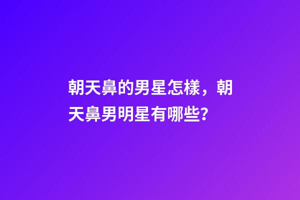 朝天鼻的男星怎樣，朝天鼻男明星有哪些？