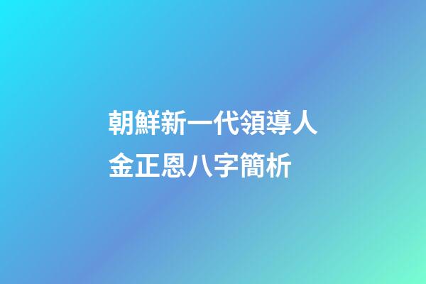 朝鮮新一代領導人金正恩八字簡析