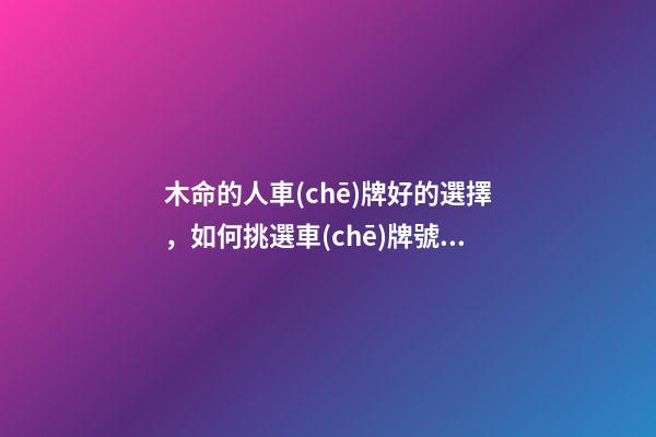 木命的人車(chē)牌好的選擇，如何挑選車(chē)牌號(hào)